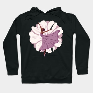 Ballerina in a lilac dress dancing on a flower background, tiptoe pose, ballet performe Hoodie